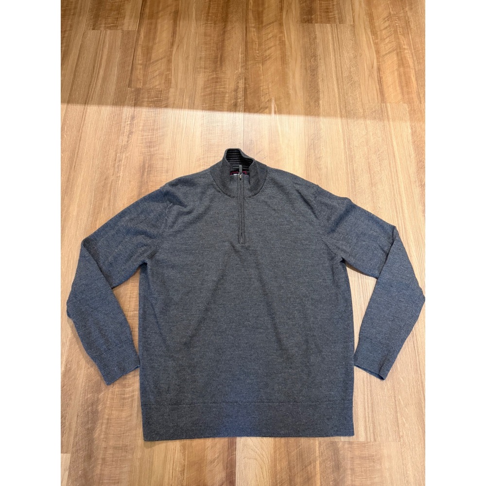 UNTUCKit Belguardo Quarter Zip Sweater Mens Large Dark Grey Merino Wool 31811